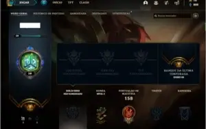 Conta unranked com 26 skins e 53 champs (5 delas vitoriosas)