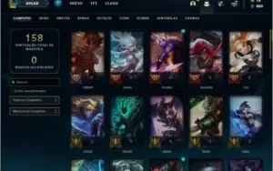 Conta unranked com 26 skins e 53 champs (5 delas vitoriosas)