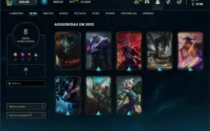 Conta ouro 2 com 23 Champs e 8 Skins + 3 Fragmentos