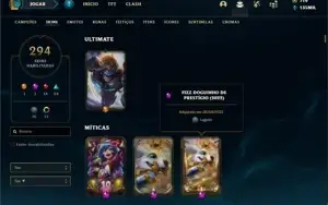 Conta diamante 2 com TODOS os champs e 294 Skins +2 Raras