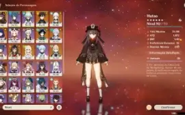 Conta Genshin Impact Ar56 / Hutao/Zhong/Ayaka/Ayato E Outros