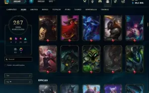 Conta bronze 4 com TODOS os champs e 287 Skins + 4 Prestigio