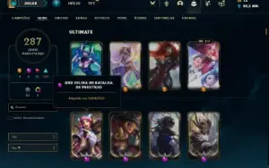 Conta bronze 4 com TODOS os champs e 287 Skins + 4 Prestigio