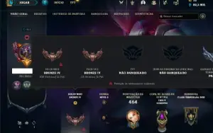 Conta bronze 4 com TODOS os champs e 287 Skins + 4 Prestigio