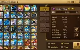 Reroll Summoners War lvl10 com Macaco Dark