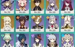 Conta Genshin Impact Kazuha, Yoimiya, Zhongli e Keqing