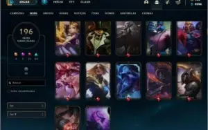 Conta prata 2 com 155 champs e 196 skins