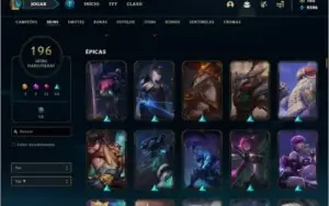 Conta prata 2 com 155 champs e 196 skins