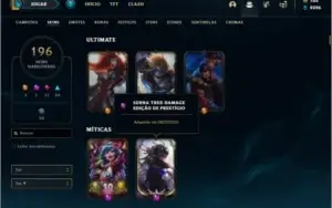 Conta prata 2 com 155 champs e 196 skins