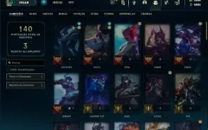 Ouro 3 com 70 Champs e 52 Skins + 2 Prestigios + 1900 RP
