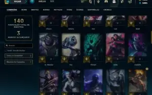 Ouro 3 com 70 Champs e 52 Skins + 2 Prestigios + 1900 RP