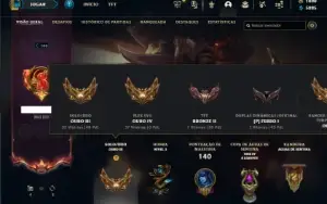 Ouro 3 com 70 Champs e 52 Skins + 2 Prestigios + 1900 RP
