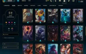 Ouro 3 com 70 Champs e 52 Skins + 2 Prestigios + 1900 RP