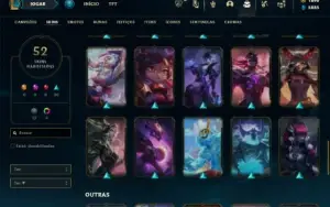 Ouro 3 com 70 Champs e 52 Skins + 2 Prestigios + 1900 RP