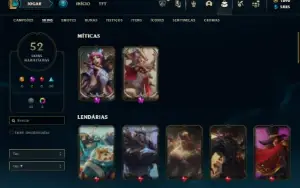 Ouro 3 com 70 Champs e 52 Skins + 2 Prestigios + 1900 RP