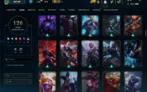 Bronze 1 com TODOS os Champs e 126 Skins ( ADC / JG / SUP )