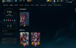 Bronze 1 com TODOS os Champs e 126 Skins ( ADC / JG / SUP )
