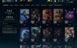 Bronze 1 com TODOS os Champs e 126 Skins ( ADC / JG / SUP )