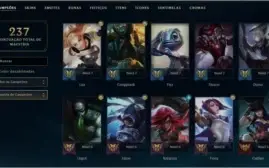 Conta Platina IV com várias skins e maestrias