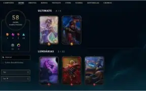 Conta Platina IV com várias skins e maestrias