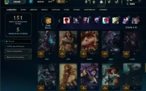 Ouro 4 com 65 Champs e 16 Skins ( JG / TOP / MID )