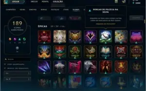 Conta Mestre com 346 skins e icone Chibi Rengar e 5 rune pag