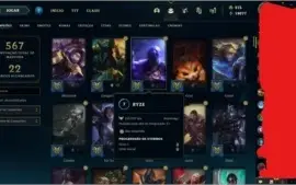 League of Legendes; conta ouro 3; level 407 com 151 skins
