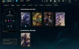 Platina 4 com 45 Champs e 5 Skins + 2 Fragmentos