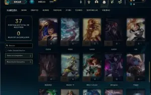 Platina 4 com 45 Champs e 5 Skins + 2 Fragmentos
