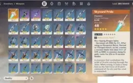 Conta Genshin Impact AR7 com Beidou e Skyward Pride