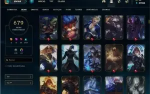 Conta bronze  1 com TODOS os champ e 679 Skins + 4 Prestigio