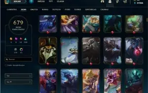 Conta bronze  1 com TODOS os champ e 679 Skins + 4 Prestigio