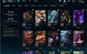 Conta bronze  1 com TODOS os champ e 679 Skins + 4 Prestigio