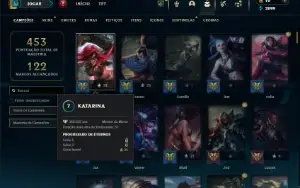 Platina 4 com 150 Champs e 138 Skins ( MID / TOP / ADC )