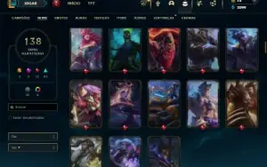 Platina 4 com 150 Champs e 138 Skins ( MID / TOP / ADC )