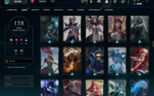 Platina 4 com 150 Champs e 138 Skins ( MID / TOP / ADC )