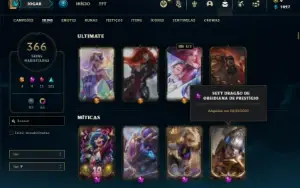 Conta diamante 2 com TODOS os champs e 366 Skins +1 rara