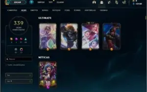 Conta ouro 2 com TODOS os champs e 339 Skins ( NIVEL 419 )