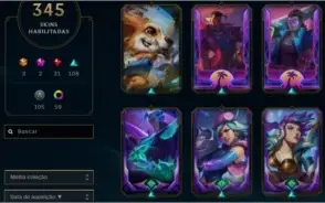 Conta ouro 3 - 345 skins - todos os champs - negociável
