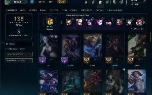 Platina 4 com 70 Champs e 46 Skins +3 Vitoriosas