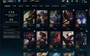 Conta bronze 4 com 31 Skins e 81 Champs