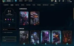 Conta bronze 4 com 31 Skins e 81 Champs