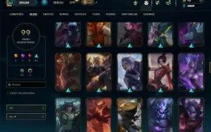 Unranked com 105 Champs e 99 Skins (TOP / JG / MID )