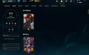 Unranked com 105 Champs e 99 Skins (TOP / JG / MID )