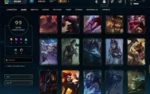 Unranked com 105 Champs e 99 Skins (TOP / JG / MID )