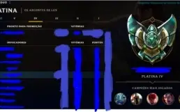 Conta plat 4, 117 campeões, 78 skins, 80 ícones, runa padrão