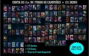 CONTA D3 l Lv. 99 l TODOS OS CAMPEÕES + 121 SKINS