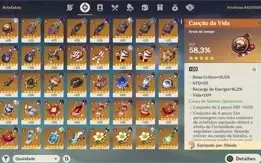 Genshin AR 56 + 11 Personagens 5 Estrelas Build Hu tao/Xiao