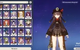 Genshin AR 56 + 11 Personagens 5 Estrelas Build Hu tao/Xiao