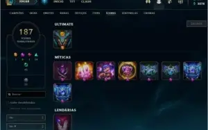 CONTA LEAGUE OF LEGENDS 243 SKINS LVL 190 BARATA